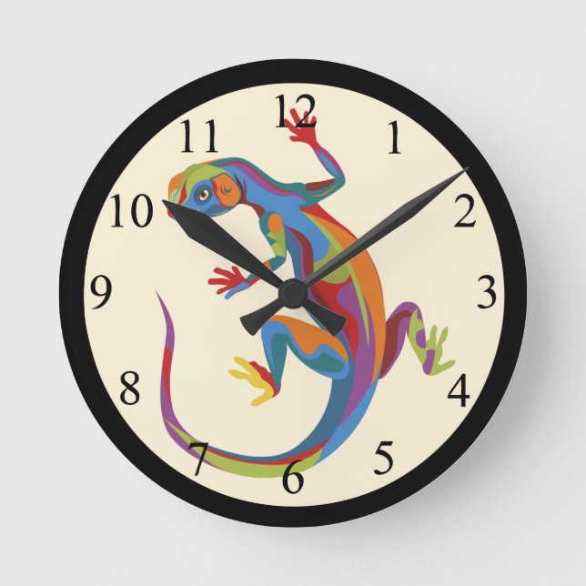 Painted Lizard Round Clock (Front)