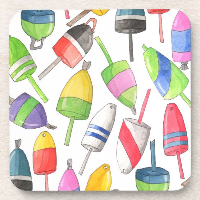 Painted Lobster Buoys Coaster (Front)