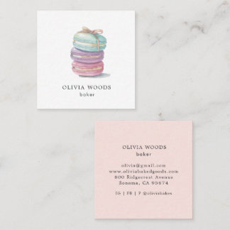 Painted Macaron Dessert Baker Square Business Card