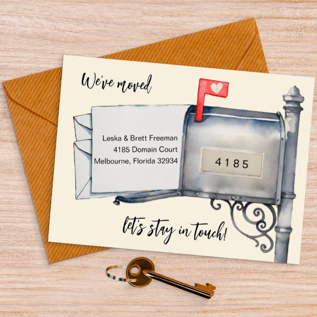 Painted Mailbox Watercolor Moving Announcement  (House Move Announcement)