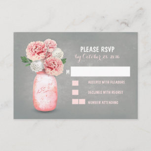 Painted mason jar cute wedding RSVP cards