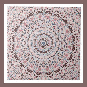 Painted Medallion Pattern in Antique Pink Ceramic Tile