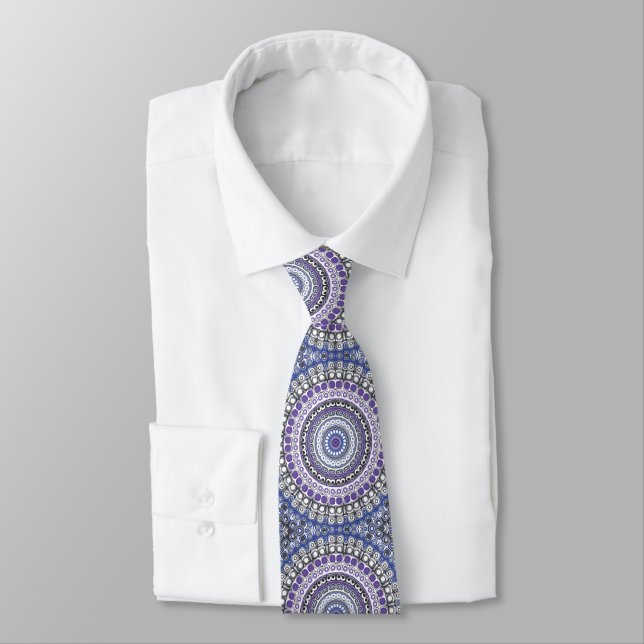 Painted Medallion Pattern in Purple and Blue Tie (Tied)
