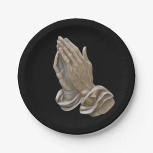 Painted Metal Looking Prayer Hands Paper Plate