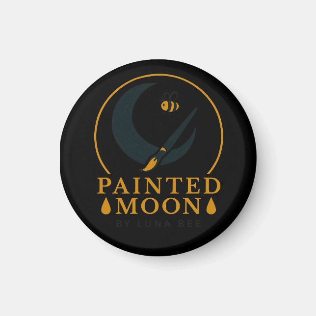 Painted Moon by Luna Bee Brand Button Magnet (Front)