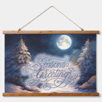 Painted Moonlit Snowy Winter Scene Season's