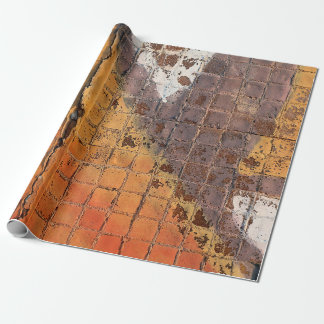 Painted mosaic brick tile wall, close up of graffi wrapping paper
