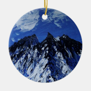 Painted mountain art ornament