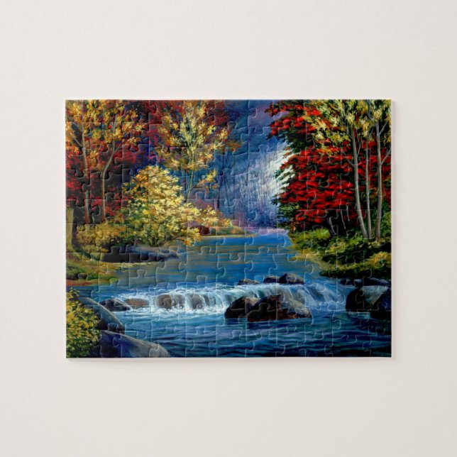 Painted Mysterious Woods and River Jigsaw Puzzle (Horizontal)