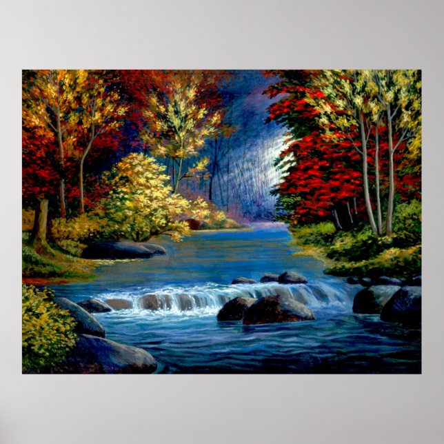 Painted Mysterious Woods and River Poster (Front)