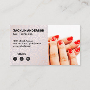 Painted Nails   Damask Pattern   Loyalty Card