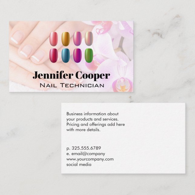 Painted Nails | Manicure Tech Business Card (Front/Back)