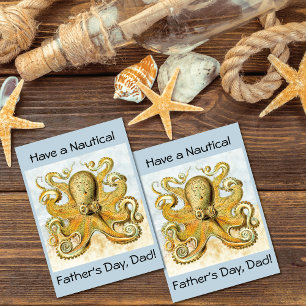 Painted Nautical Octopus Kraken Squid Father's Day Card