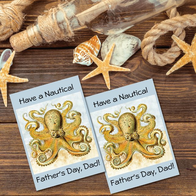 Painted Nautical Octopus Kraken Squid Father's Day Card (Creator Uploaded)