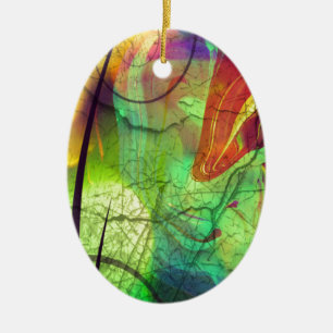 Painted Nebula -Fire Opal Abstract Ceramic Tree Decoration