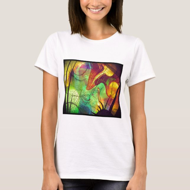 Painted Nebula -Fire Opal Abstract T-Shirt (Front)