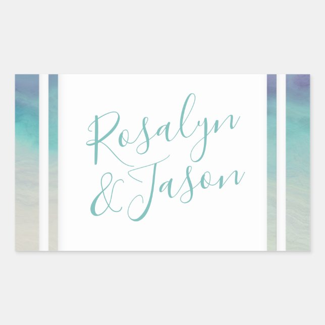 Painted Ocean Border Rectangular Sticker (Front)