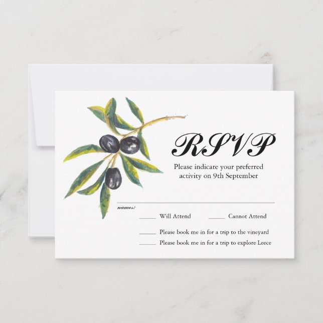 Painted Olive Branch Weddding RSVP (Front)