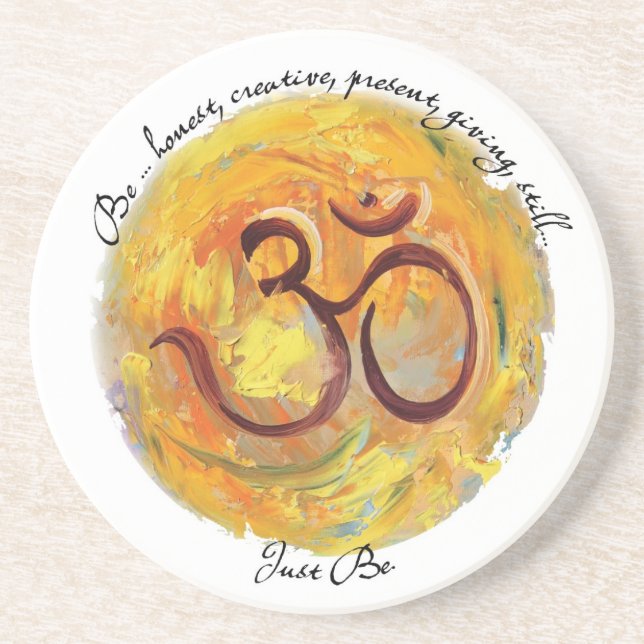 Painted Om "Just Be" Coaster (Front)