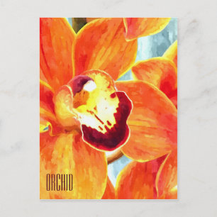 Painted Orange Orchid Vertical Postcard