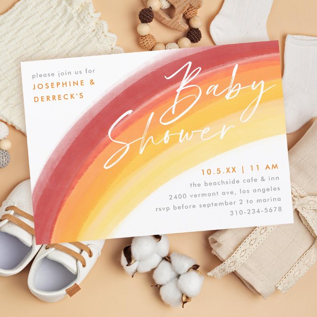 Painted Orange Rainbow Baby Shower Invitation (Creator Uploaded)