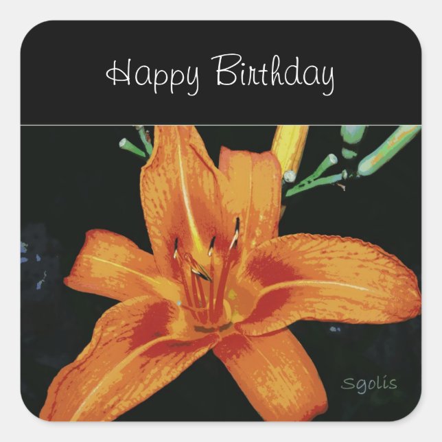 Painted Orange Tiger Lily Sticker (Front)