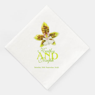 Painted orchid flower wedding named paper napkins