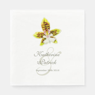 Painted orchid flower wedding named paper napkins
