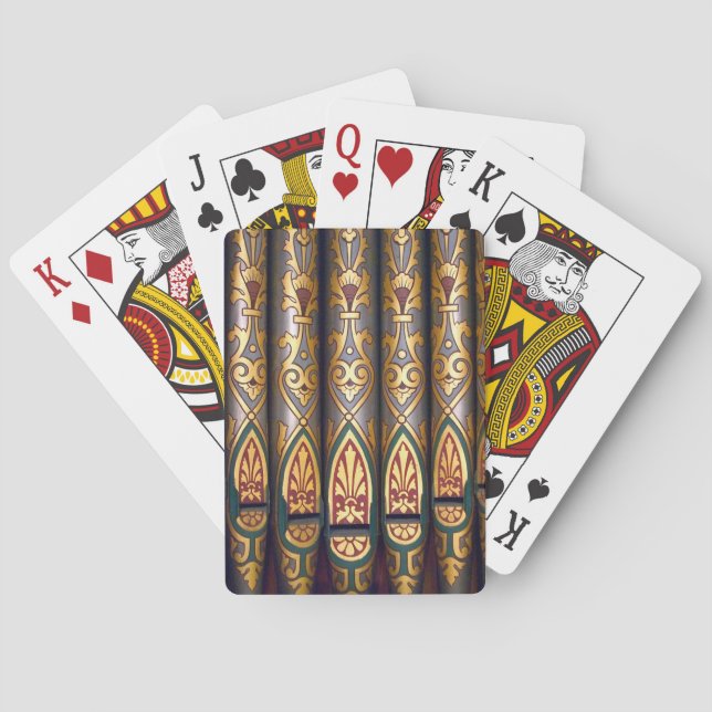 Painted organ pipes playing cards (Back)