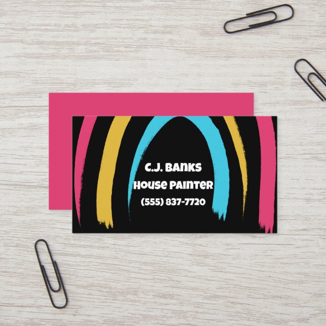 Painted Oversized Rainbow Business Cards (Front/Back In Situ)