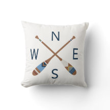 Painted Paddle Compass Throw Pillow