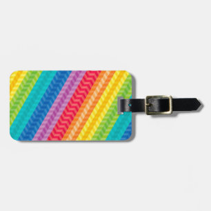 Painted Palette Rainbow Herringbone Pattern Luggage Tag