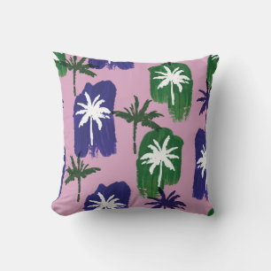 Painted Palm, Navy Blue Green. Cushion