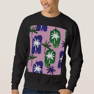 Painted Palm, Navy Blue Green. Sweatshirt