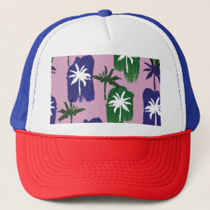 Painted Palm, Navy Blue Green. Trucker Hat