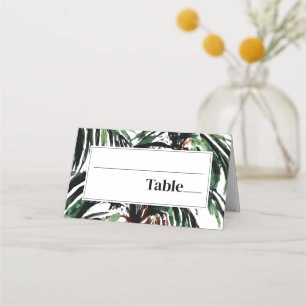 Painted Palm Trees Modern Beach Wedding Place Card