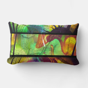 Painted Panes Abstract Lumbar Throw Pillow