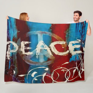 Painted peace sign fleece blanket