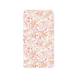 Painted Peach Palm Leaves Label