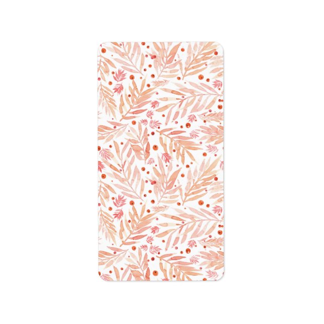 Painted Peach Palm Leaves Label (Front)
