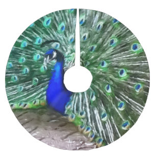 painted peacock brushed polyester tree skirt