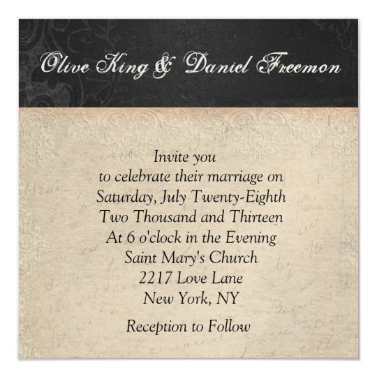 Painted Peacock Elegant Black & White Wedding Invi Card