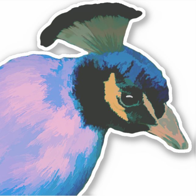 Painted Peacock Vinyl Sticker (Front)