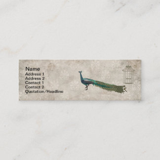 Painted Peacock White Vintage  Business Card/Tag Mini Business Card