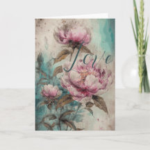 Painted Peonies - Greeting Card, Love Card