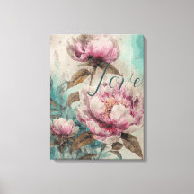 Painted Peonies - Wrapped Canvas