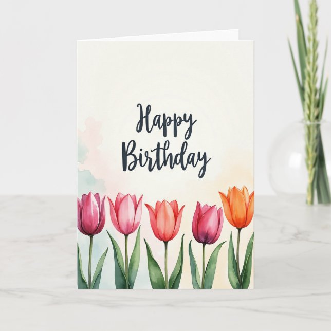 Painted Petals Birthday Card (Front)