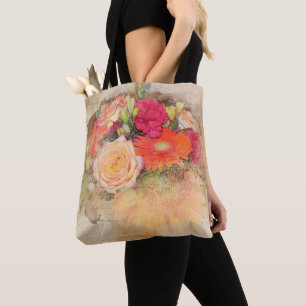 Painted Petals Crossbody Tote Bag