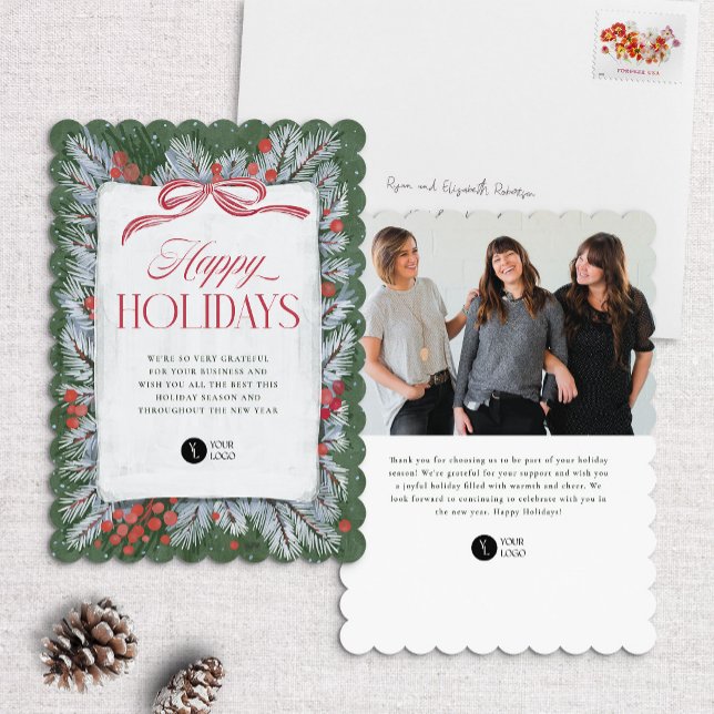 Painted Pine & Bow Corporate Holiday Card (Creator Uploaded)