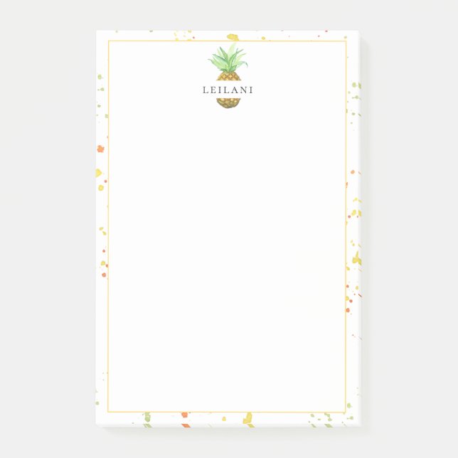 Painted Pineapple Personalised Post-it Notes (Front)